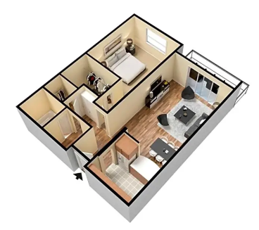 San Pasqual Apartments l 1x1 Floor Plan One Bedrooms Floor Plan San Pasqual Apartments l Pasadena Ca